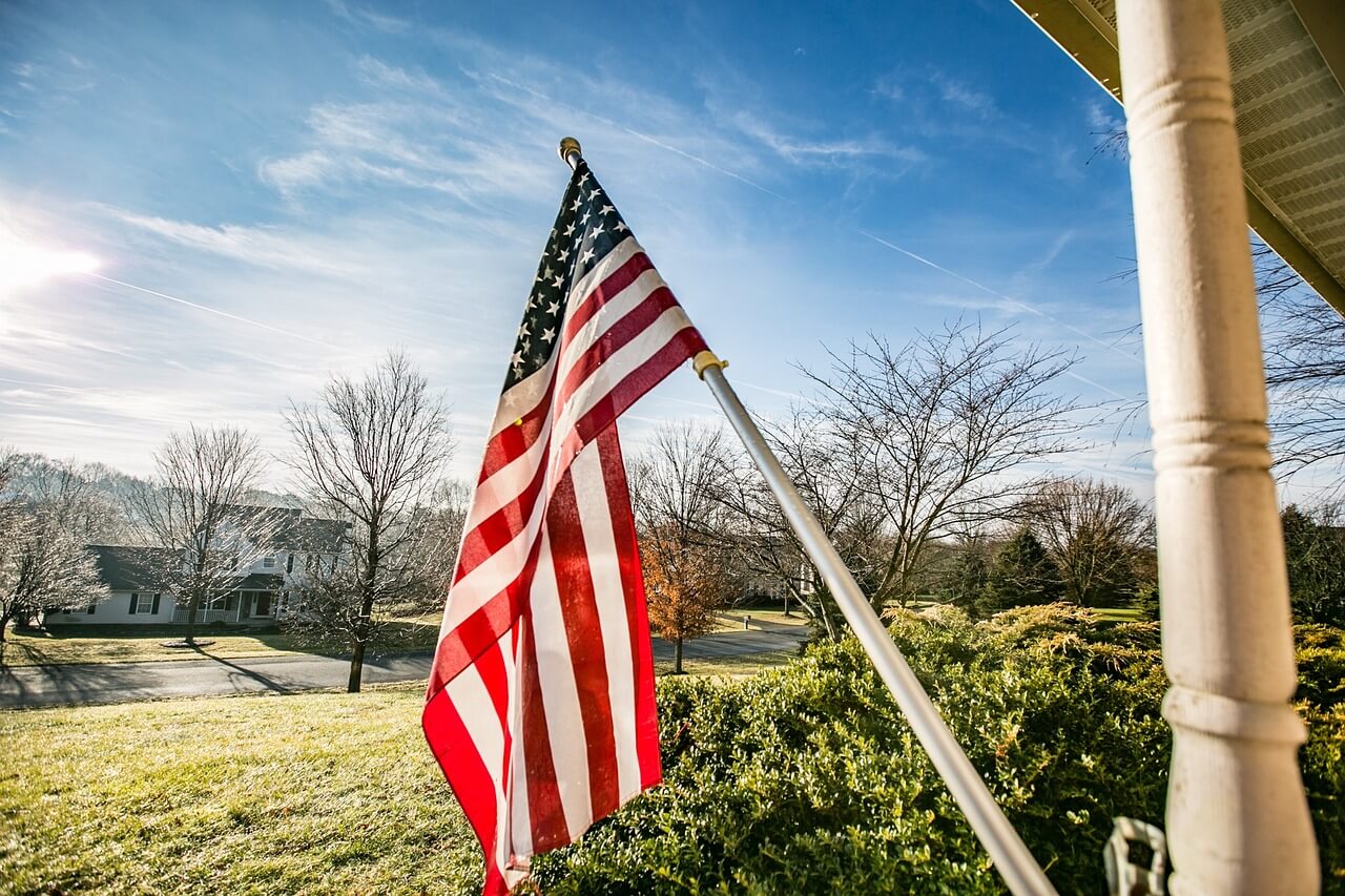 American Flag at a House Image