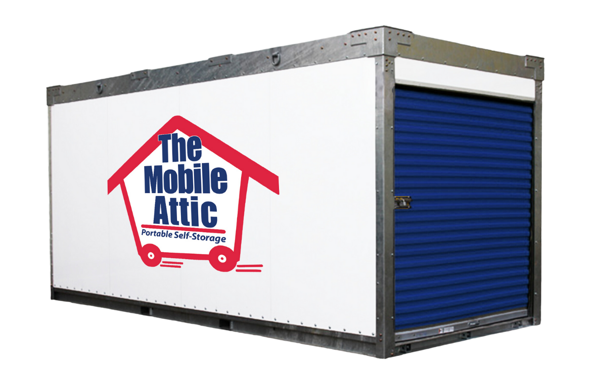 Mobile Attic 16' Container with Updated logo Transparent Back