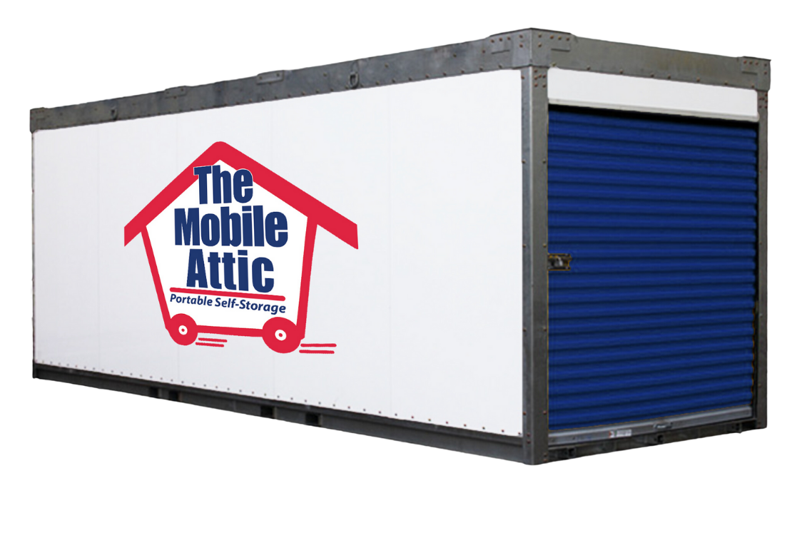Mobile Attic 20' Container with Updated logo Transparent Back