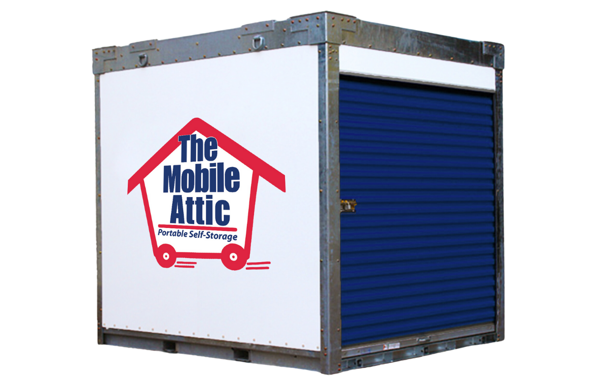 Mobile Attic 8' Container with Updated logo Transparent Back