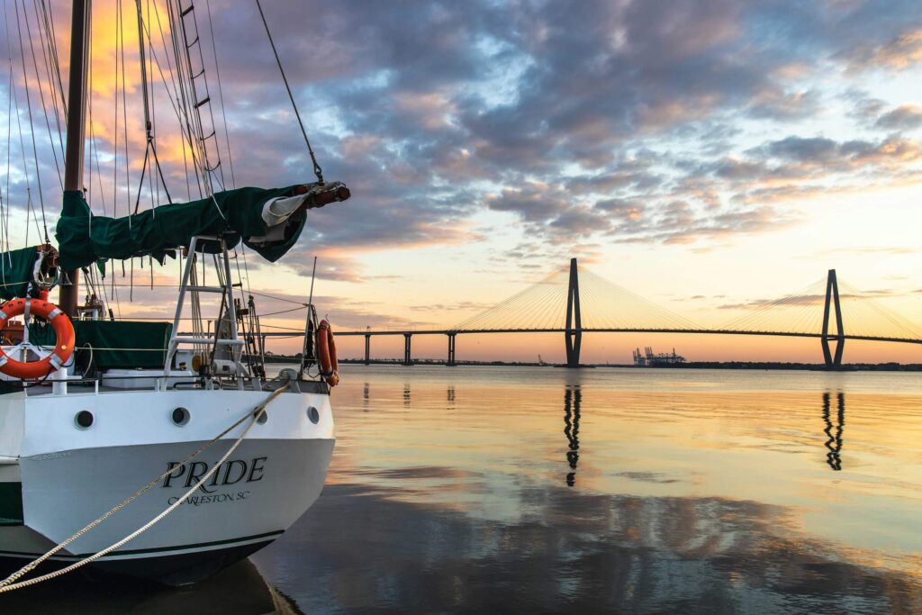 Charleston SC Boat and Bridge