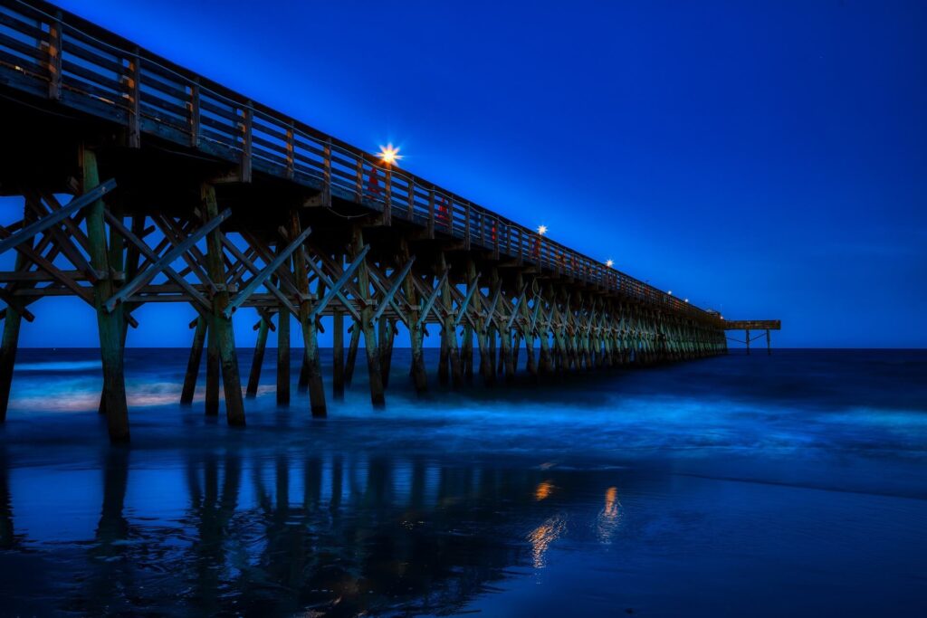 Myrtle Beach SC Nighttime Pier Beach Image